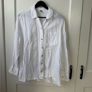 Cotton Guaze White Button-Up Shirt